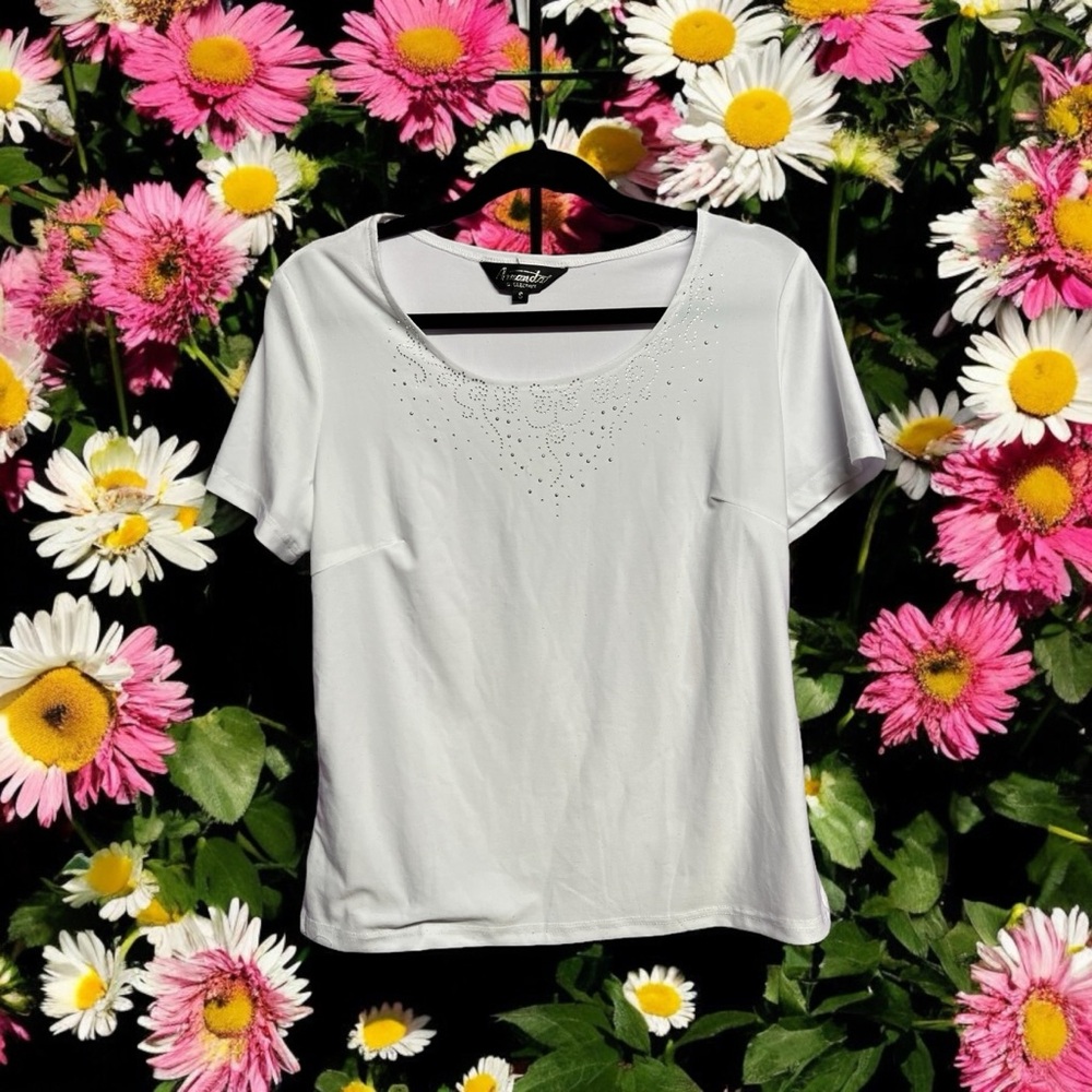 Amanda Collection White Embellished T-Shirt